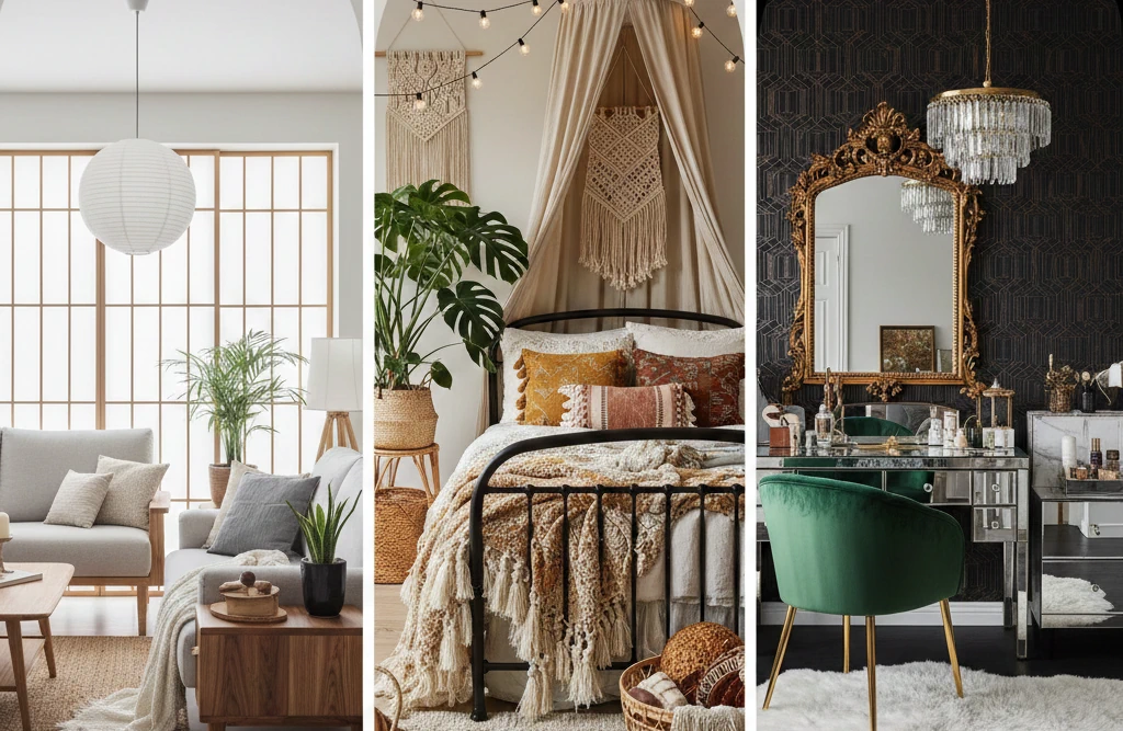 Styl Japandi, Boho czy Glamour? Przewodnik po najpopularniejszych stylach wnętrzarskich 2025